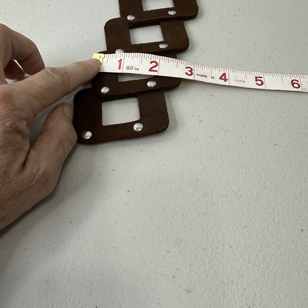 Rustic Leather Riveted Rectangle Open Square Patt… - image 4